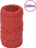 vidaXL Boottouw 2 mm 100 m polypropyleen rood