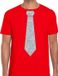 Bellatio Decorations Carnaval verkleed t-shirt - met zilveren glitter stropdas - rood - voor heren - disco - glamour S