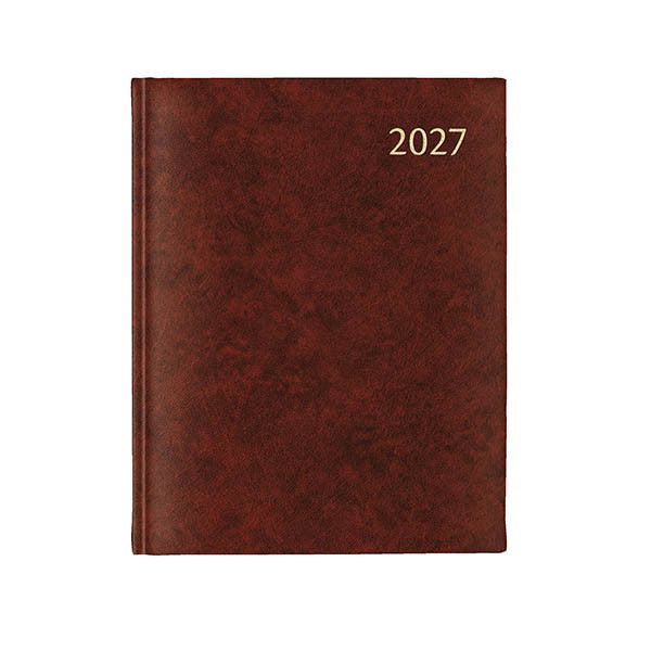 Aurora Largo de Luxe Florence dagagenda met uurindeling 2027 rood (1 dag per pagina) 6-talig