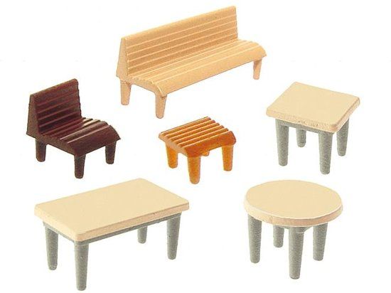 FALLER -7 Tafels, 24 Stoelen, 12 Banken (272440)
