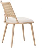 learnlogic 4 eetkamerstoelen, PU-zitting, rotan rugleuning, woonkamer- en slaapkamerstoel, beige