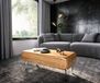 Acacia Table basse Shavani 100x50 cm naturel 1 tiroir Pied en L Acier inoxydable argenté