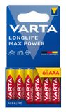 Varta Longlife Max Power AAA Alkaline Batterijen, 6 stuks