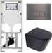 Geberit QeramiQ Dely Toiletset - 36.3x51.7cm - Diepspoel - Rimless - Inbouwreservoir - Softclose Toilet Zitting - Gunmetal Bedieningsplaat - Mat Zwart