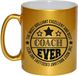 Bellatio Decorations Cadeau koffie/thee mok voor coach/trainer - beste coach - goud - 300 ml