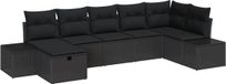 vidaXL Bankstel 7-delig polyrattan noir/noir