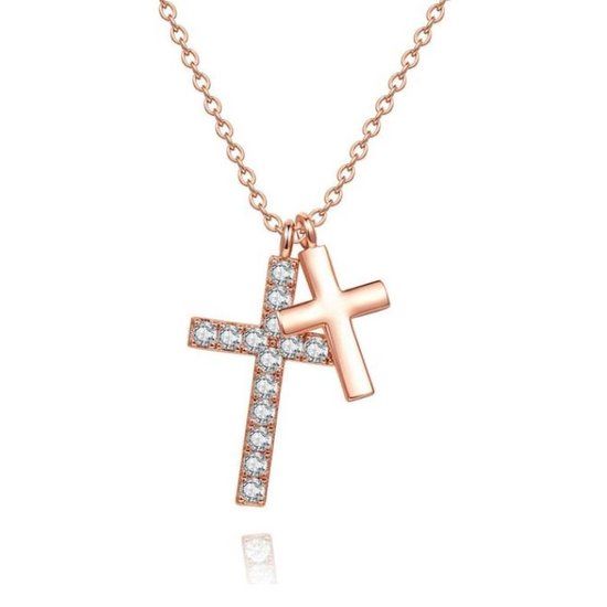 LGT JWLS Lookinggoodtoday Dames ketting met kruis en zirkonia Rose