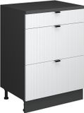 Vicco Keukenkast voor schuine wand R-Line, Witte golf, 60 cm zonder schuine kant met 3 lades