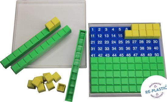 Wissner RE-Plastic® Honderdveld Rekenbord 10 x 10cm - Rekenbord voor Kinderen - Thuisonderwijs
