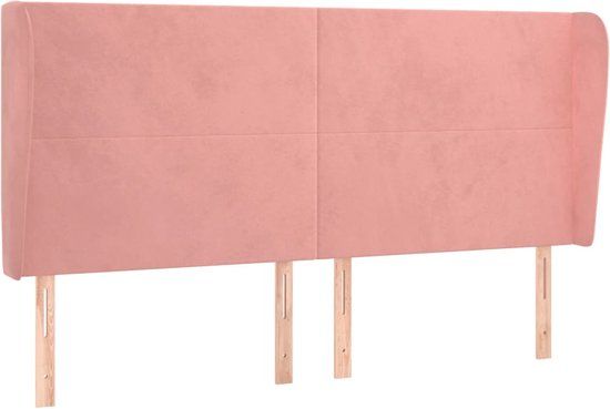 vidaXL Hoofdbord fluweel roze 163x23x118/128 cm