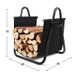 Bc-elec Hmfr-10 Rangement À Bois En Acier Et Textile Noir 46x41x51cm, Panier Pour Bois De Chauffage, Range-bûches