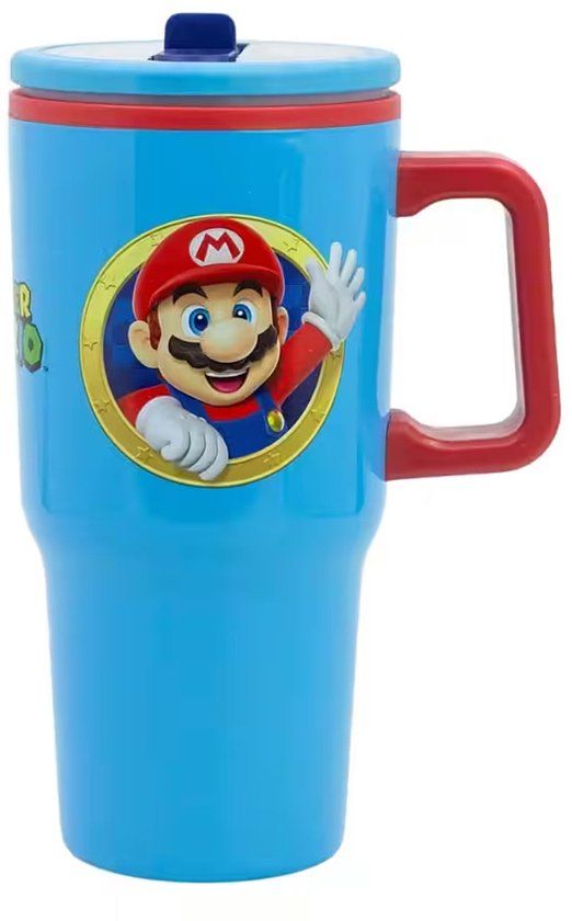 4KidsOnly Super Mario Drinkfles RVS Blauw 0.64L Met Rietje