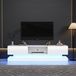 Meuble TV 160x35x40,5 cm, finition laquée brillante, éclairage LED, 2 tiroirs, contrôle via application, compatible avec les téléviseurs de 60 pouces