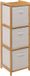 5five Opbergkast met 3 polyester manden - 3 lagen - bamboe - beige - 35 x 33 x 109 cm