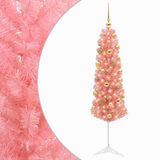 vidaXL Smalle Kunstkerstboom met 150 Warmwitte LED's - 120 cm - Roze