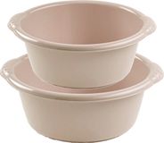 Forte Plastics Voordeelset multifunctionele kunststof ronde teiltjes taupe in 2-formaten - 10 en 15 liter inhoud