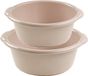 Forte Plastics Voordeelset multifunctionele kunststof ronde teiltjes taupe in 2-formaten - 10 en 15 liter inhoud