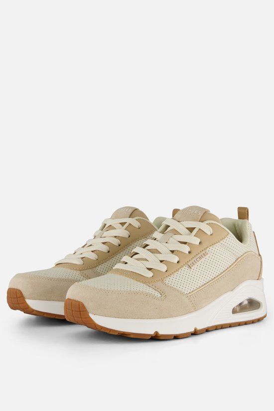 Skechers Uno - Two Much Fun Dames Sneakers - Taupe/Zand - Maat 39