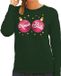 Bellatio Decorations Foute kersttrui / sweater groen met roze Xmas Balls borsten voor dames - kerstkleding / christmas outfit XS