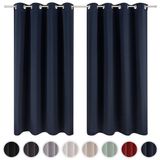 Blumtal Gordijnen - Verduisterend Gordijn Kant en Klaar - Blackout Gordijnen - 140 x 245 cm - Donker Oceaan Blauw - Set van 2