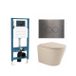 QeramiQ Dely Toiletset - réservoir encastré Qeramiq Flush - abattant 35mm - plaque de commande métal gunmetal - boutons ronds - beige