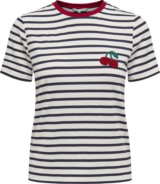 ONLY T-shirt Onlheart Life S/s Tee Jrs Noos 15318959 Cloud Dancer/night Sky Dames Maat - L