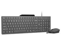 Lenovo 310 USB-A Combo toetsenbord en muis met kabel (rode optische sensor, 2000 dpi, 3 toetsen, scroll, spatwaterdicht toetsenbord, telefoonhouder, USB-A) Spaans QWERTY-toetsenbord, grijs