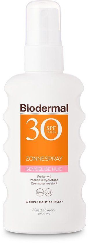 Biodermal Zonnebrand spray gevoelige huid SPF 30 - 175ml - Zonnespray