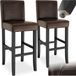tectake® Set van 2 Barkrukken met Rugleuning - Gestoffeerde Barkruk - Zithoogte 76 cm - Stoelpoten van Massief Hout - Barstoel met Voetsteun - Kruk met Kunstleren Bekleding - Ergonomische Vorm - Barstoelen voor Keuken & Bar - Eetkamerstoelen - Bruin