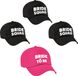 Bellatio Decorations Vrijgezellenfeest dames petjes pakket - 1x Bride to Be roze + 7x Bride Squad zwart