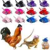 Unbranded 12 Pieces 6 Colors Chicken Hat Feather Top Hat with Adjustable Chin Strap