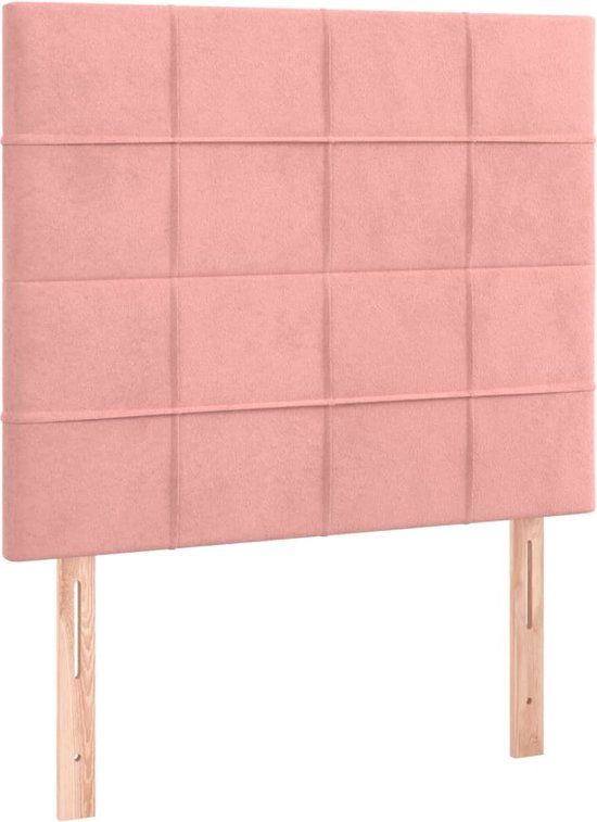 vidaXL Hoofdbord Roze Fluweel 80x5x118/128 cm