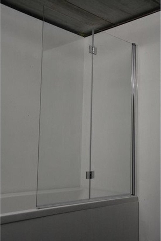 Aquaconcept Xower 2 delige badwand 1200x1500 mm helder veiligheidsglas 6 mm aluminium chroom profiel omkeerbaar met liftsysteem 180 graden draaibaar X24.001.000