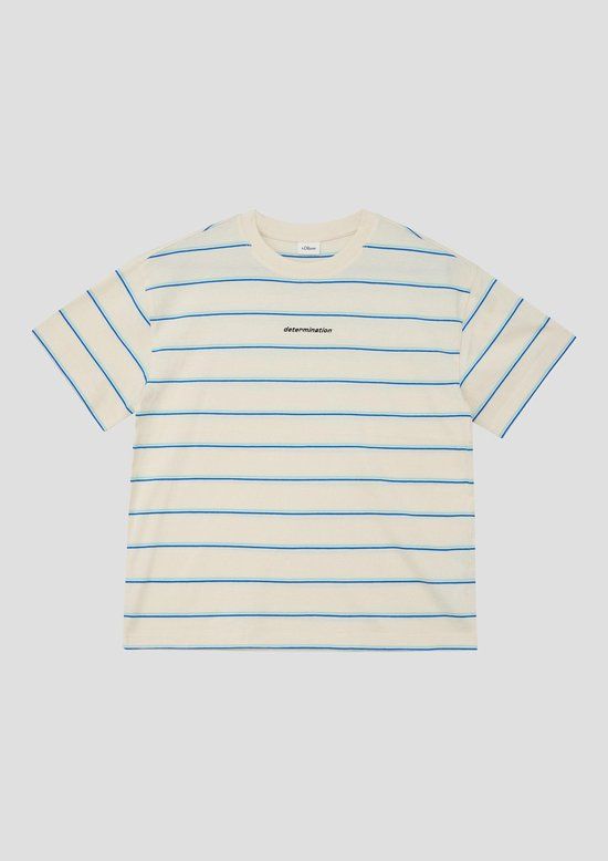 s.Oliver Gestreepte T-shirt Crème Kinderen Katoen Ronde Hals Maat 146/152