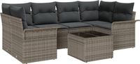 vidaXL Tuinbank - Set - 7-delig - Grijs - Polyrattan
