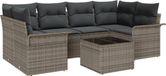 vidaXL Tuinbank - Set - 7-delig - Grijs - Polyrattan
