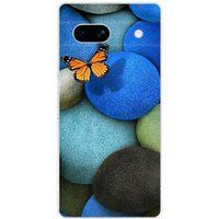 Google Pixel 7a Blue Pebble Butterfly Silicone Case