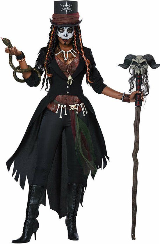 Vegaoo - Voodoo magiër kostuum voor vrouwen - Zwart - XL - Volwassenen