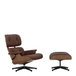 Vitra Eames Lounge Chair + Ottoman Walnut Natural - Leather Premium F69 Marron - Polished / Sides Black
