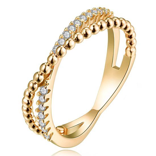 LGT JWLS Lookinggoodtoday Dames Ring Verguld met Zirkonia-17mm