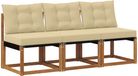 vidaXL Banc d'extérieur 3 pièces, bois d'acacia massif et tissu textilene, naturel et beige