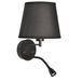 BARCELONA Led-wandlamp voor nachtkastje, zwart, met lampenkap, stof en leesapparaat, led, flexibel, 3 W, dubbele verlichting, dubbele schakelaar, moderne stijl, vintage, industrieel, lamp, slaapkamer, woonkamer, badkamer