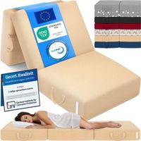ELONEO Opvouwbaar Matras - 3-Delig Vouwmatras, Extra Dik 15 cm Schuim, Wasbaar en Draagbaar Logeermatras voor Volwassenen, Eenpersoonsbed (Creme, 90 x 200 x 15 cm)
