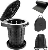 GELLDG Toilette de camping - Toilette de camping pliable - avec couvercle - Incluant 10 sacs à déchets - Convient pour une utilisation en extérieur et dans les véhicules - Seau multifonctionnel - Idéal pour la randonnée, les voyages, le camping et la pêche