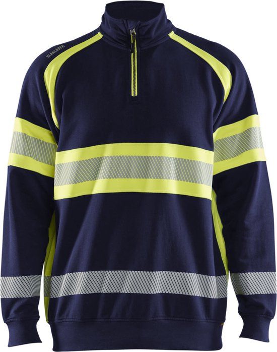 Blåkläder 3553-1158 High vis Sweater - Marine/High Vis Geel - XXXL