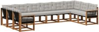 vidaXL Hoek loungeset 10 zitplaatsen Acacia hout Naturel en lichtgrijs