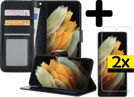 LUQ Book Case for Samsung Galaxy S21 Ultra - Black - Includes Screen Protector
