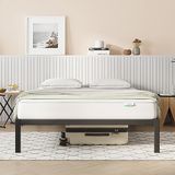 Novilla Metalen bedframe van 30,5 cm, platformbedframe met ruisonderdrukkend ontwerp, ontworpen houten lattenondersteuning, stevige steunpoten, eenvoudige montage, opbergruimte onder het bed, 160 x