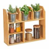 Relaxdays Bamboe kruidenrek - decoratief rekje - staand rek - kruidenkastje - keukenrek
