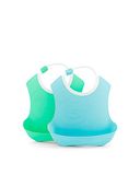 Twistshake 2x Voedingsslabbetjes Waterdicht voor baby, Slabbetjes met Voedselvanger, Verstelbare Hals, Babyslabbetjes, 4+ Maanden, Pastel Blauw Groen